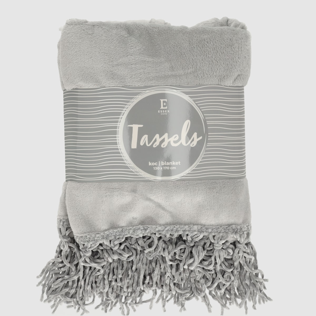 Jednokolorowy koc Tassels 130x170 cm
