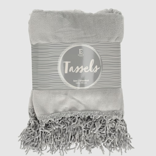 Jednokolorowy koc Tassels 130x170 cm