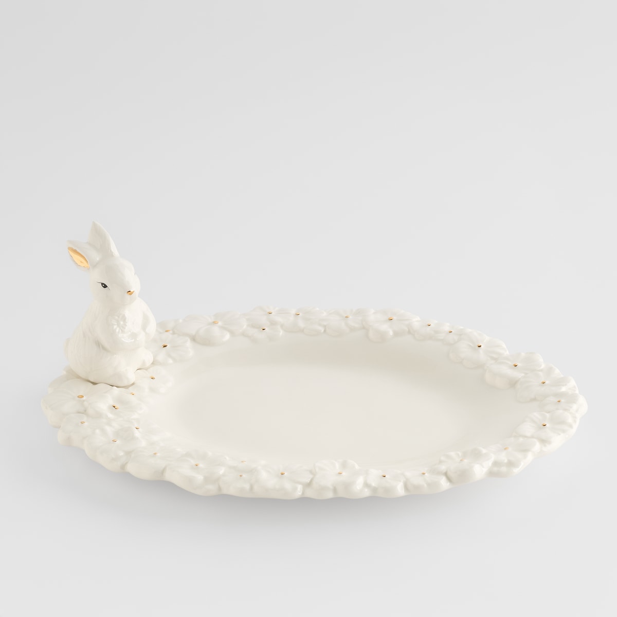 Patera Bellissima oval z motywem kwiatowym i królika