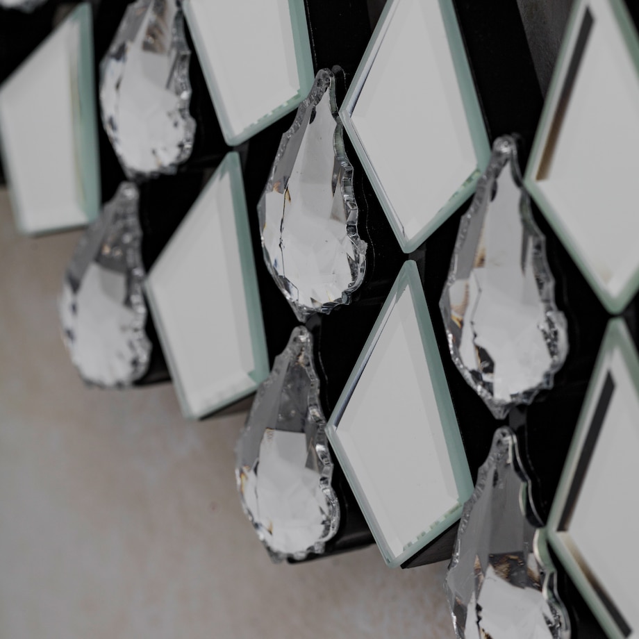 Okrągłe lustro z kryształkami glamorous ø 70cm