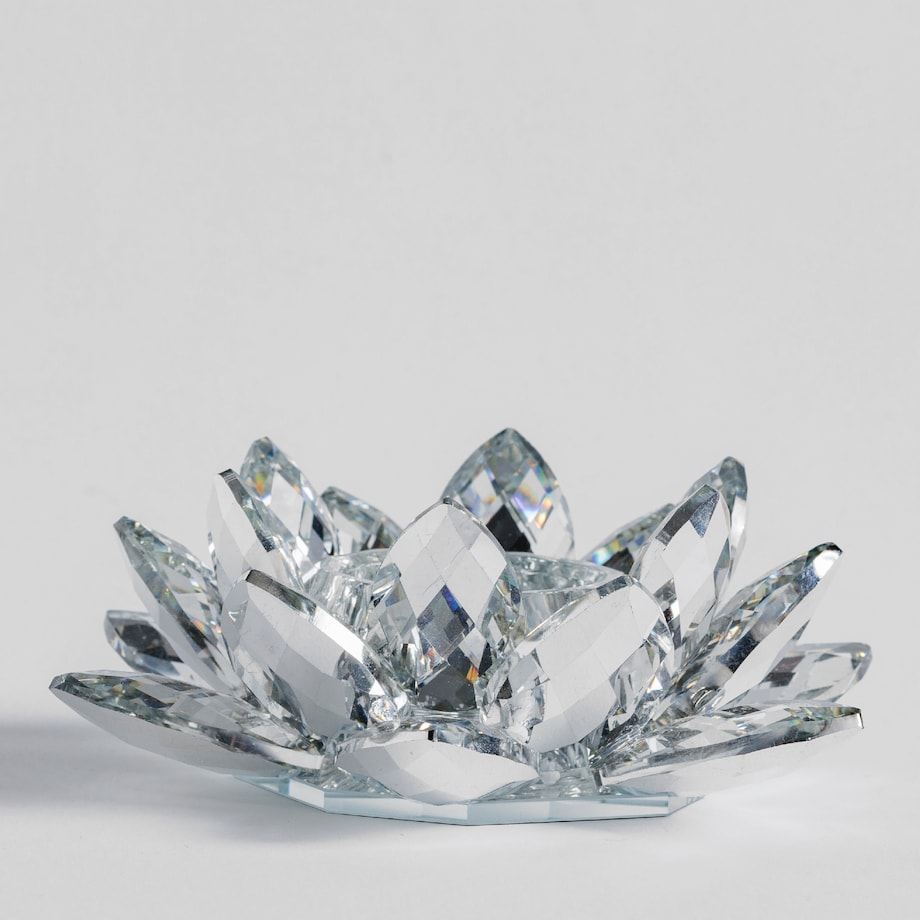 Kwiatowy świecznik ze szkła kryształowego cristal shine