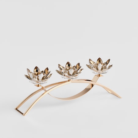 Świecznik potrójny Cristal shine trio z motywem kwiatowym