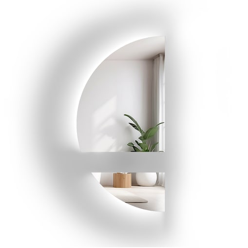 Lustro półokrągłe w dwóch częściach z podświetleniem - DOPPIO LED