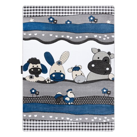 Dywan PETIT FARM FARMA ZWIERZĄTKA niebieski 160x220 cm