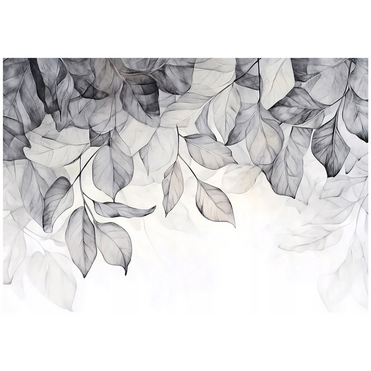 Fototapeta Do Sypialni Salonu Na Flizelinie Liście Beton Szary 300x210