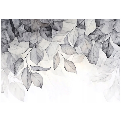 Fototapeta Do Sypialni Salonu Na Flizelinie Liście Beton Szary 300x210