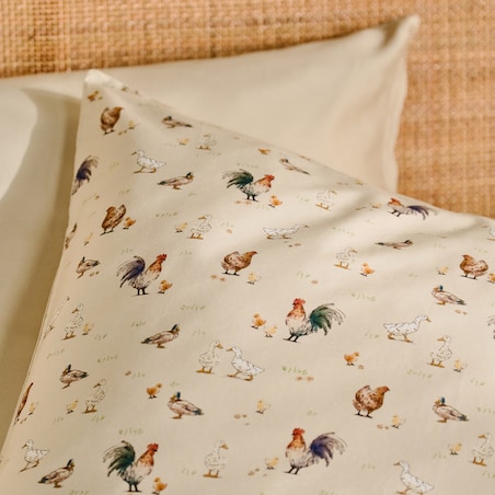 Pościel z bawełny satynowej Alti 200x220 cm z motywem kurczaka