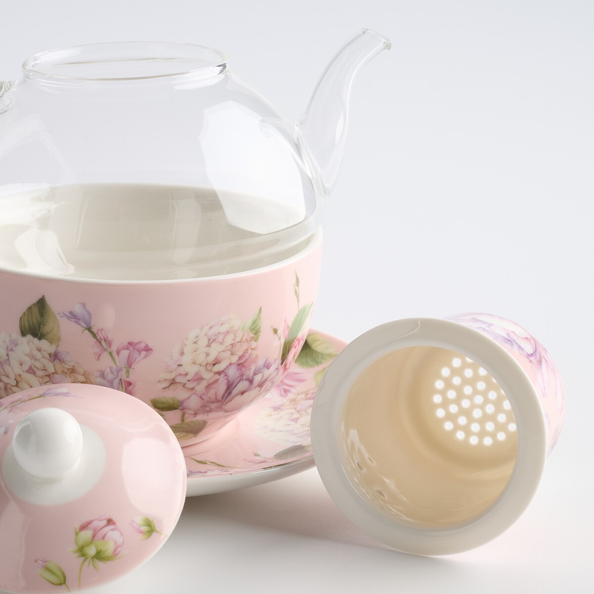 Czajniczek Z Filiżanką Tensianis z motywem kwiatowym