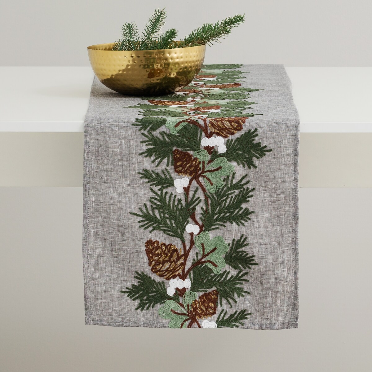 Bieżnik Haftowany Pinewood 35x178 cm