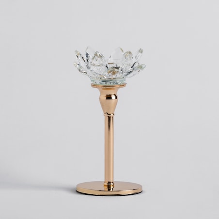 Elegancki świecznik na nóżce ze szkła kryształowego ceva z motywem kwiatowym