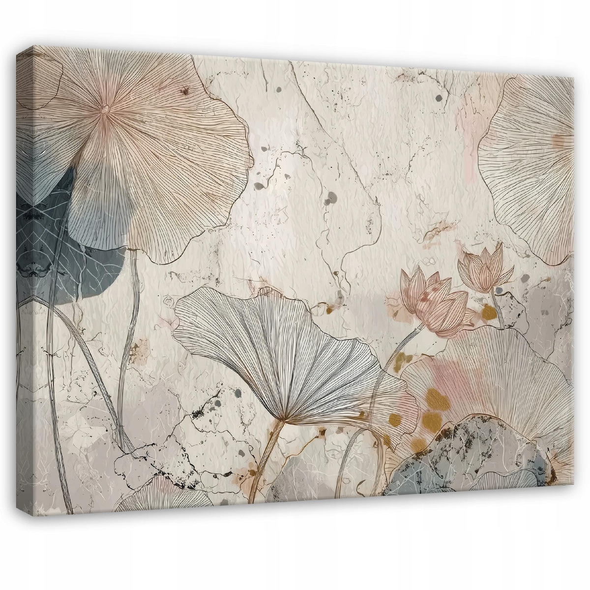 Obraz Do Sypialni Salonu Na Płótnie Kwiaty Vintage Beżowy