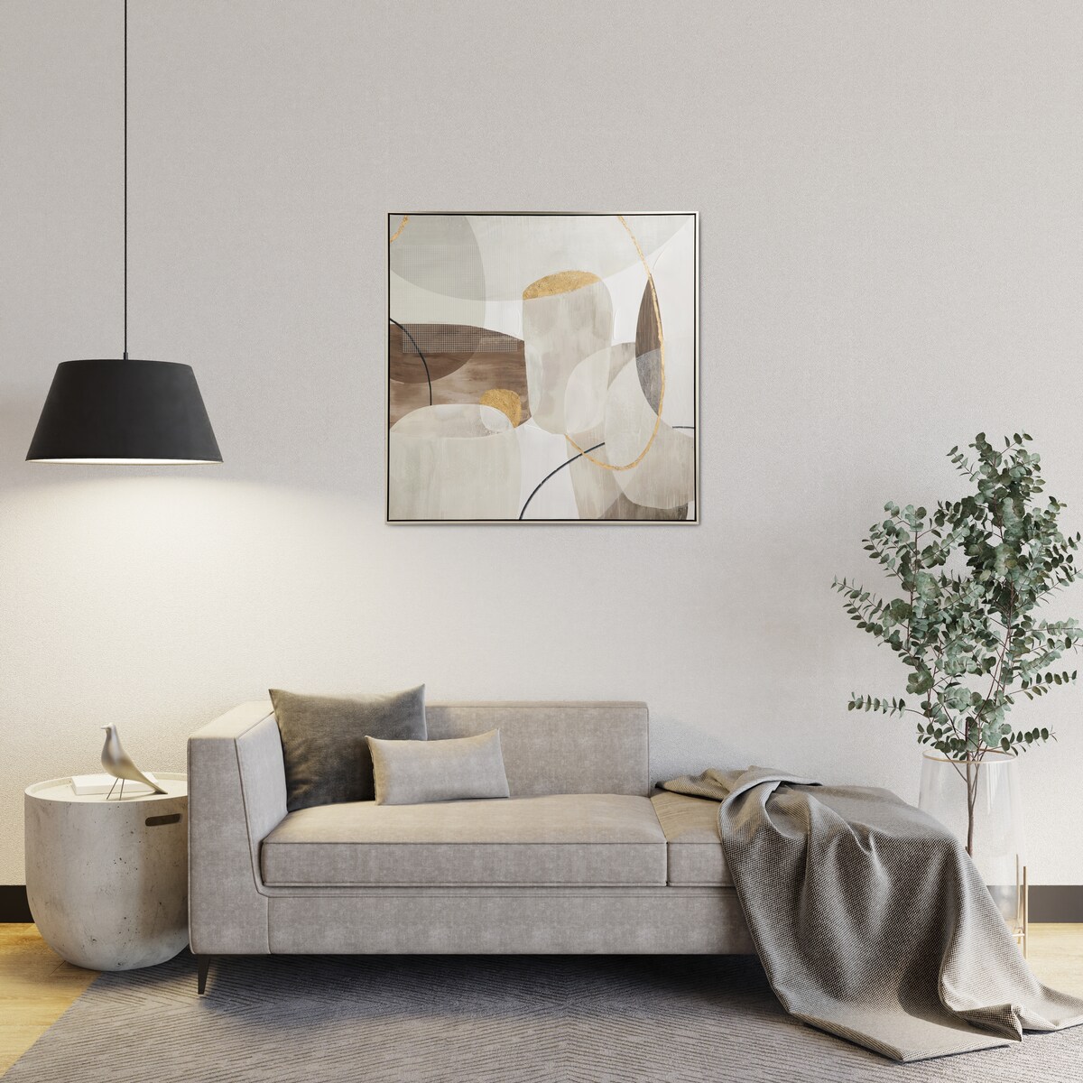 Ręcznie zdobiony obraz w ramie Lija z motywem geometrycznym