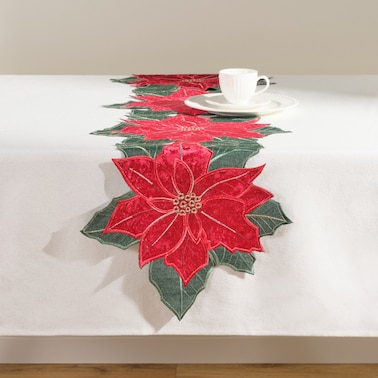 Bieżnik Haftowany Poinsettia xmas 35x171 cm z motywem gwiazdy betlejemskiej