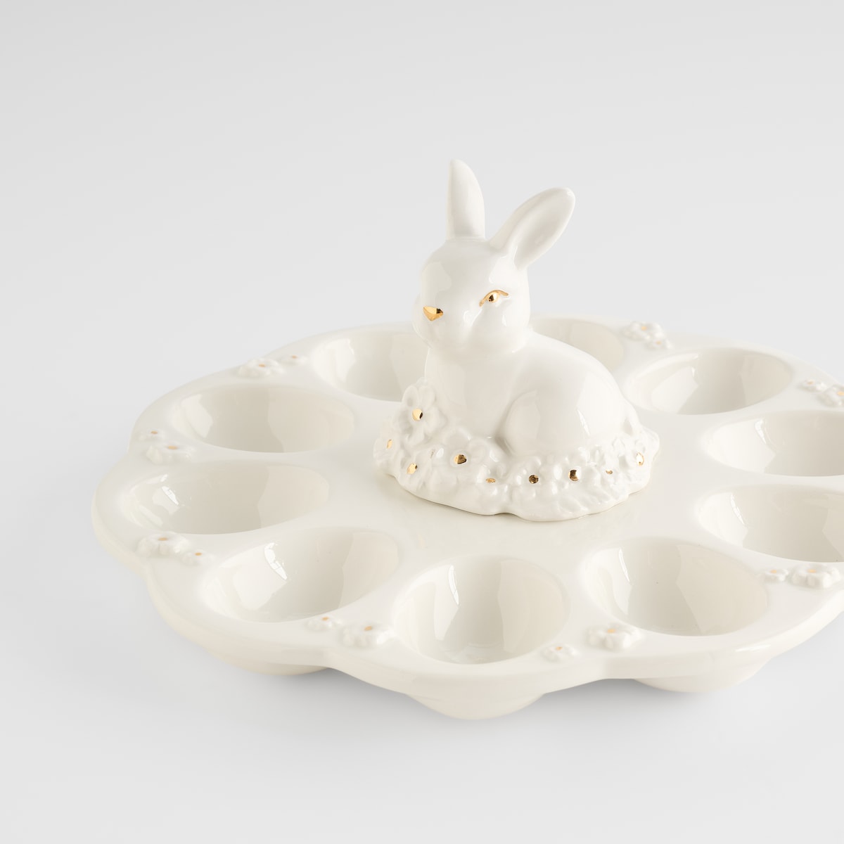 Patera Na Jajka Bellissima z motywem kwiatowym i królika