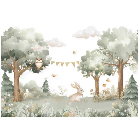 Fototapeta Dla Dzieci Na Flizelinie Las Sowa Zielony 400x280