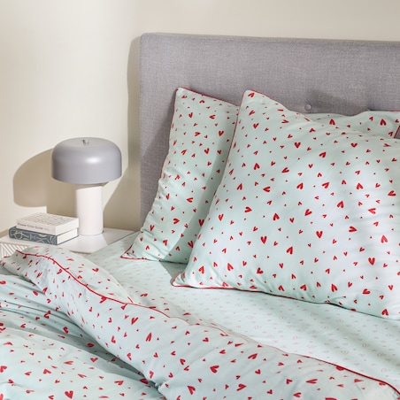 Pościel z bawełny satynowej z lamówką Malorina 160x200 cm z motywem serca