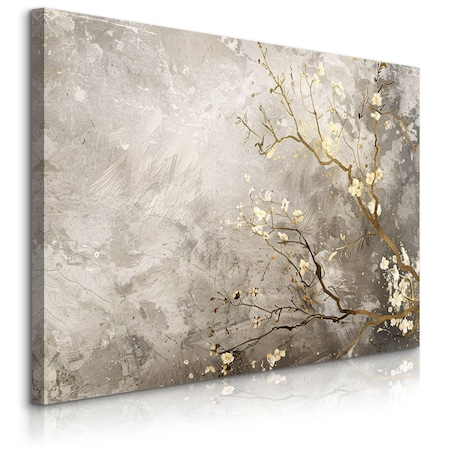 Obraz Do Salonu Sypialni Beton Abstrakcja Kwiaty Rośliny Natura 120x80cm