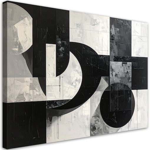 Obraz do salonu sypialni biura loftu, Czarno biała geometryczna abstrakcja