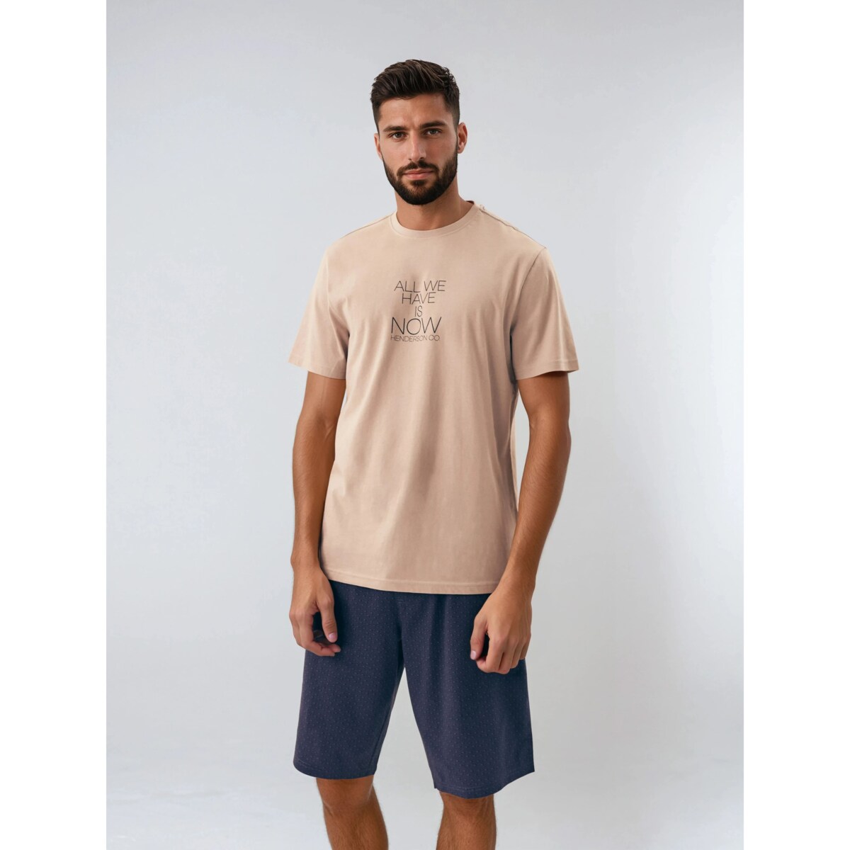 Piżama Dreamber 42632-02X Beżowo-Niebieski, XXL