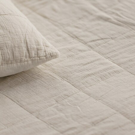 Narzuta Bawełniana z Efektem Sprania Przeszywana w Geometryczny Wzór Medosa 100x160 cm