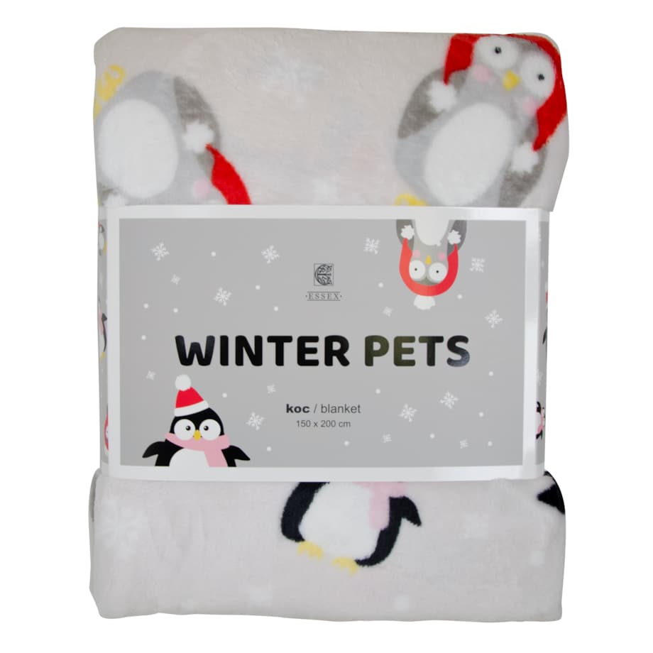 Drukowany koc Winter pets 150x200 cm