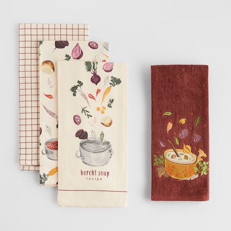 Komplet 3 szt. ścierek Soups 45x65 cm