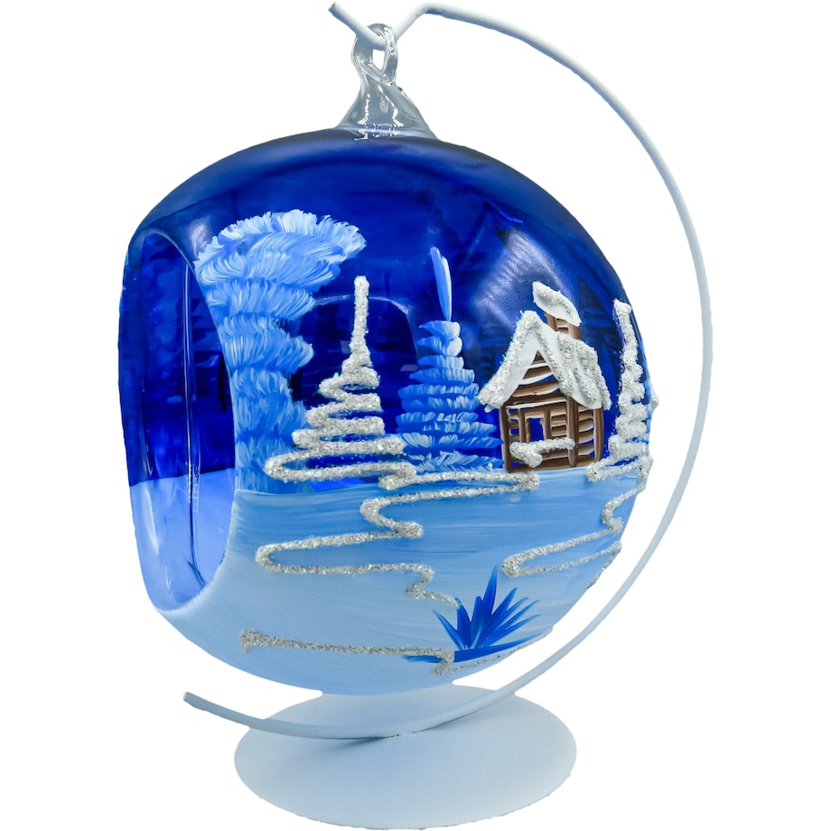 Bombka Lampion ze stojakiem: kobaltowy