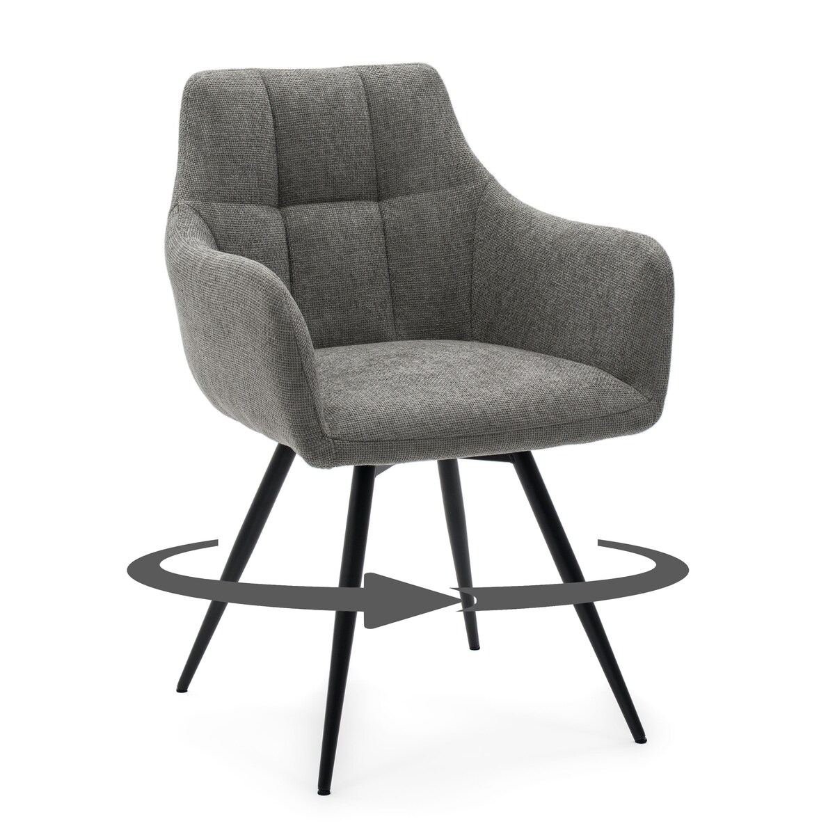 Krzesło tapicerowane obrotowe szenilowe do salonu LUGANO szare