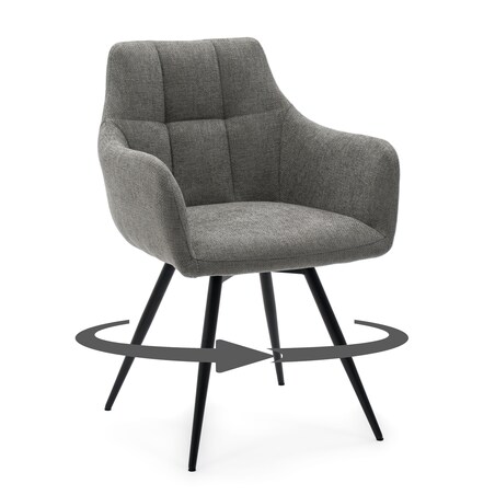 Krzesło tapicerowane obrotowe szenilowe do salonu LUGANO szare