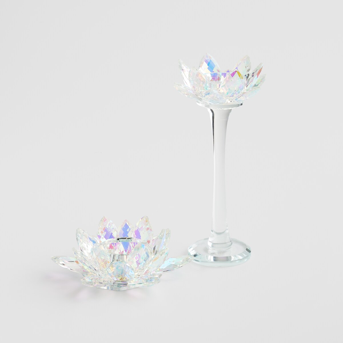 Świecznik Cristal shine stand z motywem kwiatowym