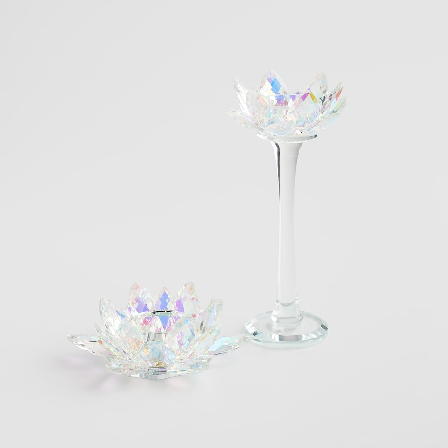 Świecznik Cristal shine stand z motywem kwiatowym