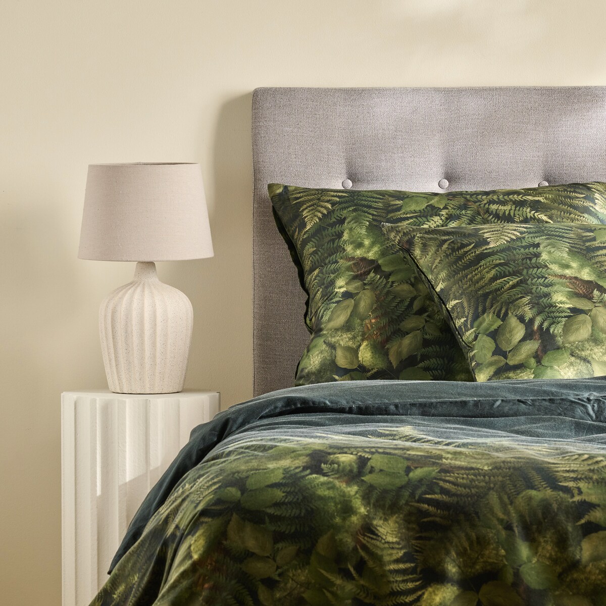 Pościel z bawełny satynowej Pesiso 200x220 cm z motywem liściastym