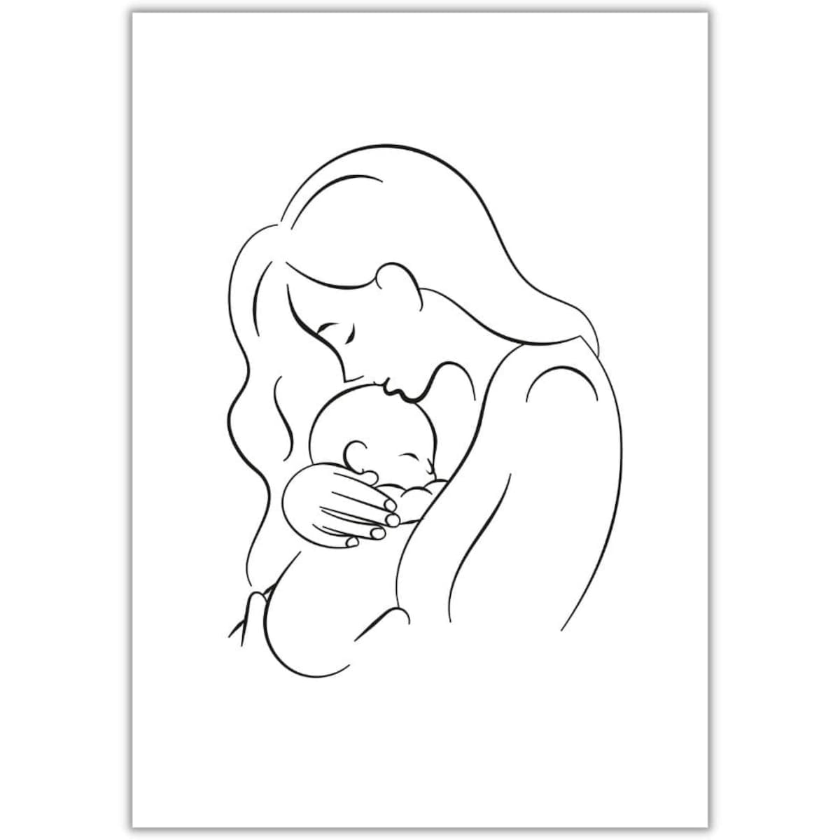 plakat line art mother with child 30x40 cm