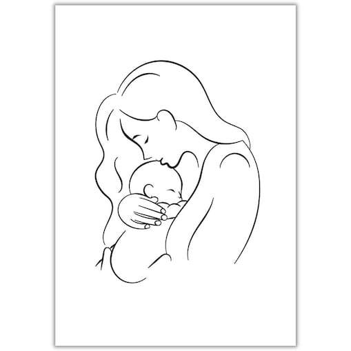 plakat line art mother with child 30x40 cm