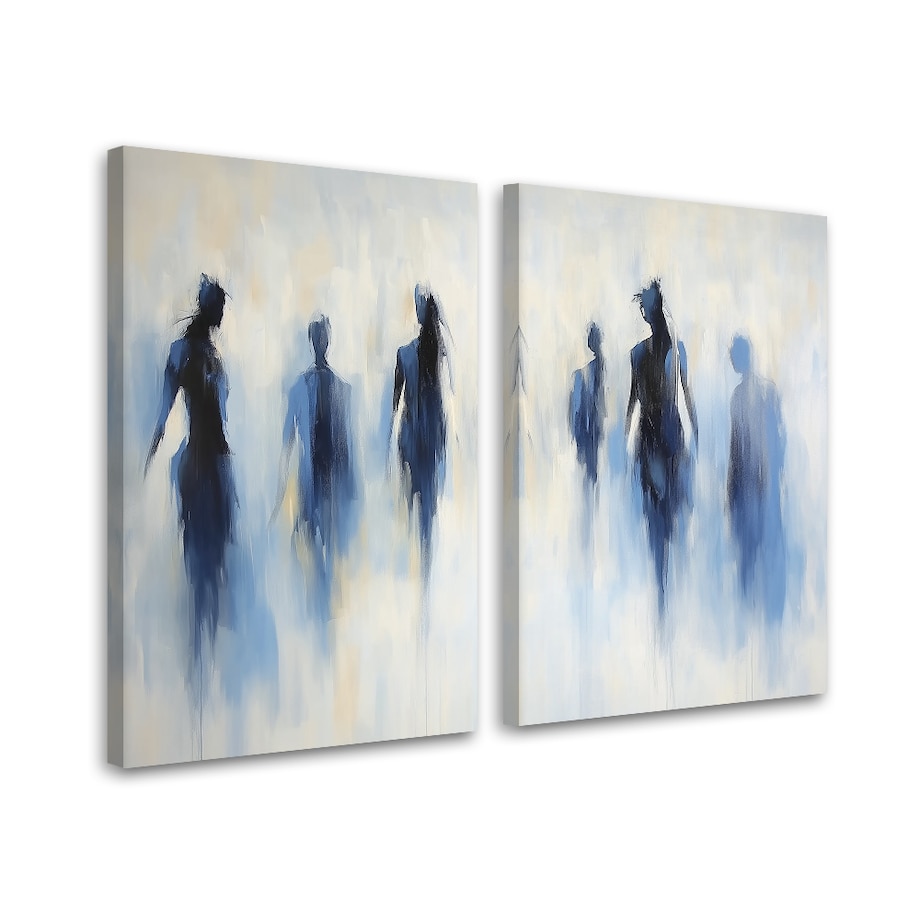 Stylowy Komplet 2 obrazów do salonu sypialni jadalni biura loftu Niebieske postacie ludzie abstrakcja 160x120 (2x80x120)