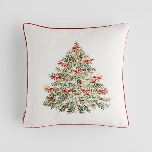 Poszewka Haftowana Arvored 45x45 cm z motywem choinki