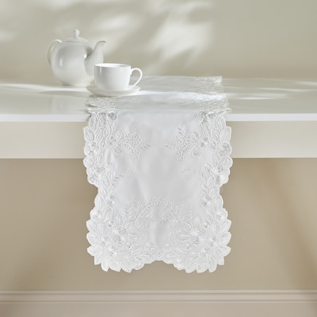 Bieżnik Haftowany Lucro 35x180 cm z motywem kwiatowym