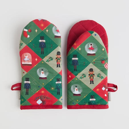 Komplet Rękawic Kuchennych Nutpatcher 13x30 cm z motywem dziadka do orzechów