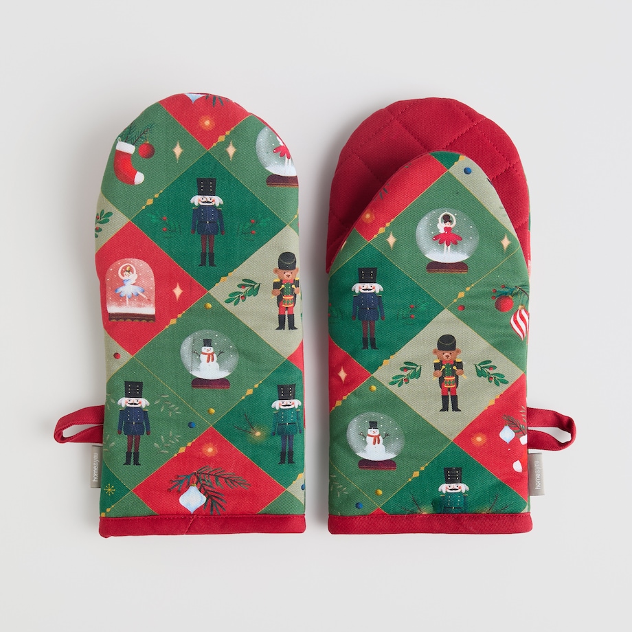 Komplet Rękawic Kuchennych Nutpatcher 13x30 cm z motywem dziadka do orzechów