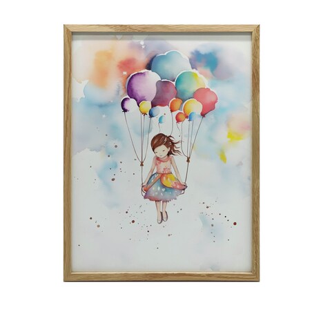 Balonowa Lekkość, 50x70 cm, rama drewniana jasny dąb, papier matowy 230 gsm
