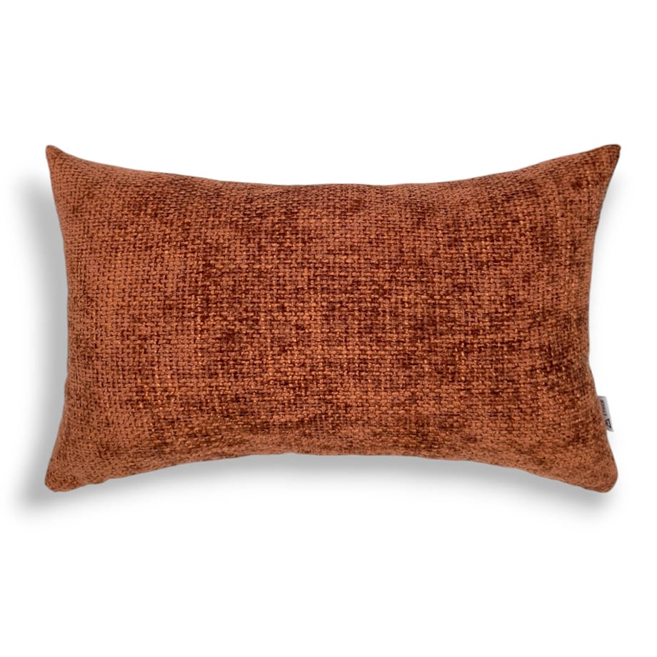 Ruda poduszka dekoracyjna z tkaniny szenilowej 55x35 Cyntia