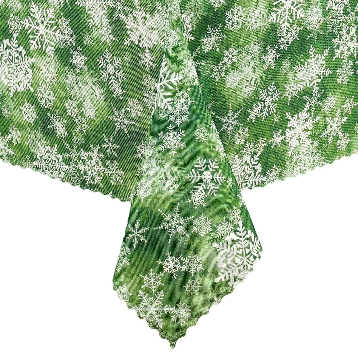 Obrus Bożonarodzeniowy Simon Zielony w Śnieżynki - 120x120 cm - zielony