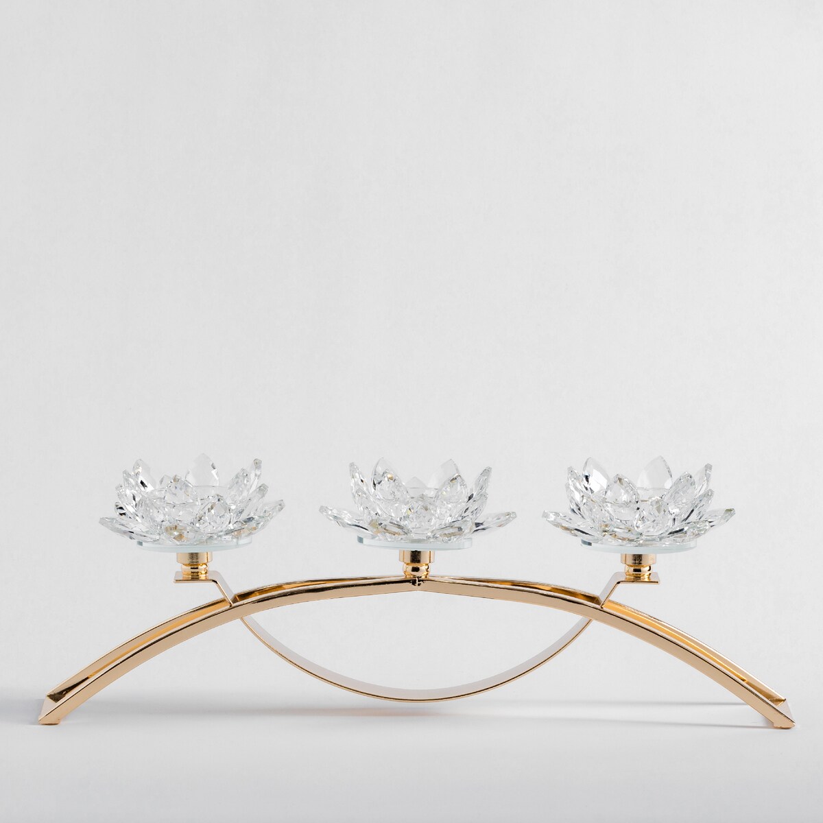 Potrójny kwiatowy świecznik ze szkła kryształowego flotri