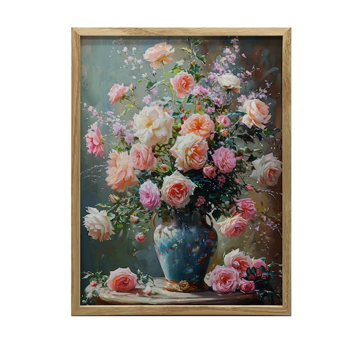 Ponadczasowy Bukiet, 50x70 cm, rama drewniana jasny dąb, papier matowy 230 gsm