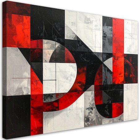 Obraz do salonu sypialni biura loftu, Abstrakcja geometryczna czerwony szary