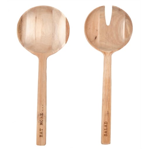 Drewniane łyżki do sałaty - Eat more salad, 27 cm, Raeder