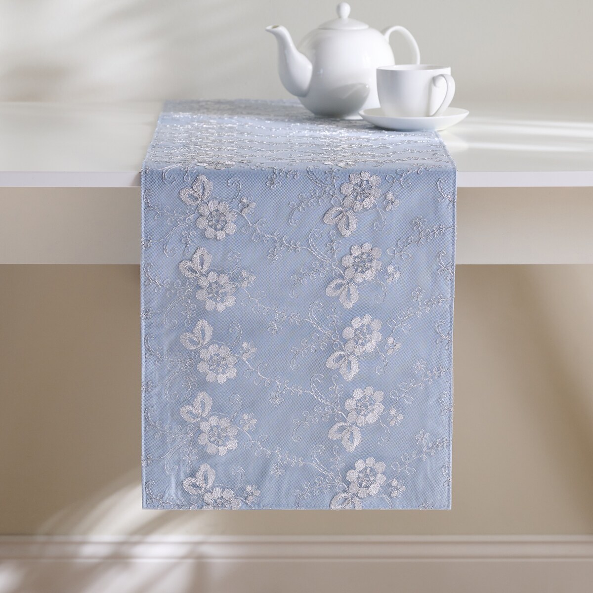 Bieżnik Haftowany Raheen 35x180 cm z motywem kwiatowym