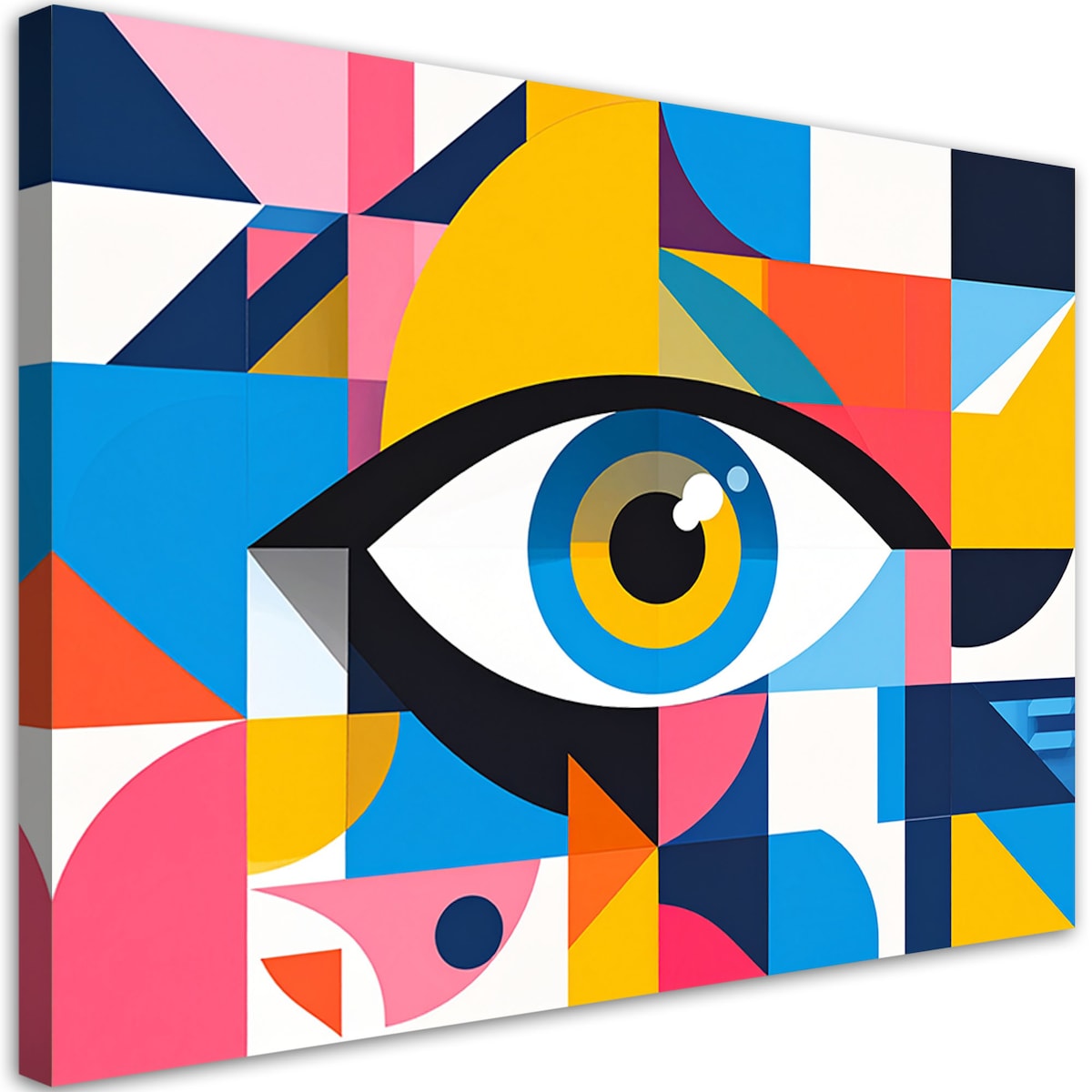 Obraz w stylu Bauhaus do salonu, Kolorowe Minimalistyczne Oko 120x80