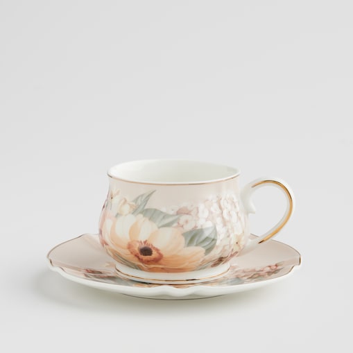 Filiżanka ze spodkiem w kwiaty Amorette