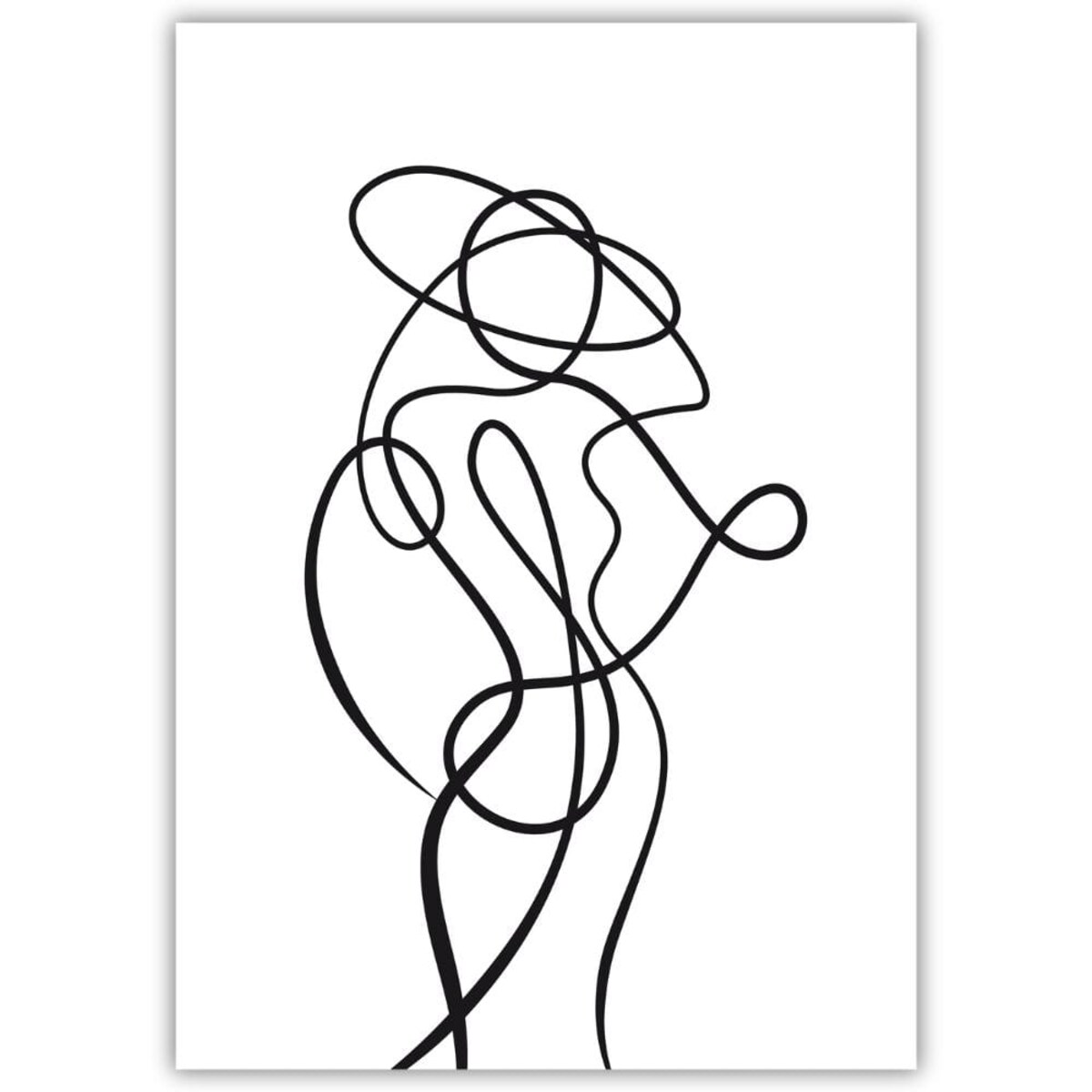 plakat line art kobieta w kapeluszu 2 30x40 cm